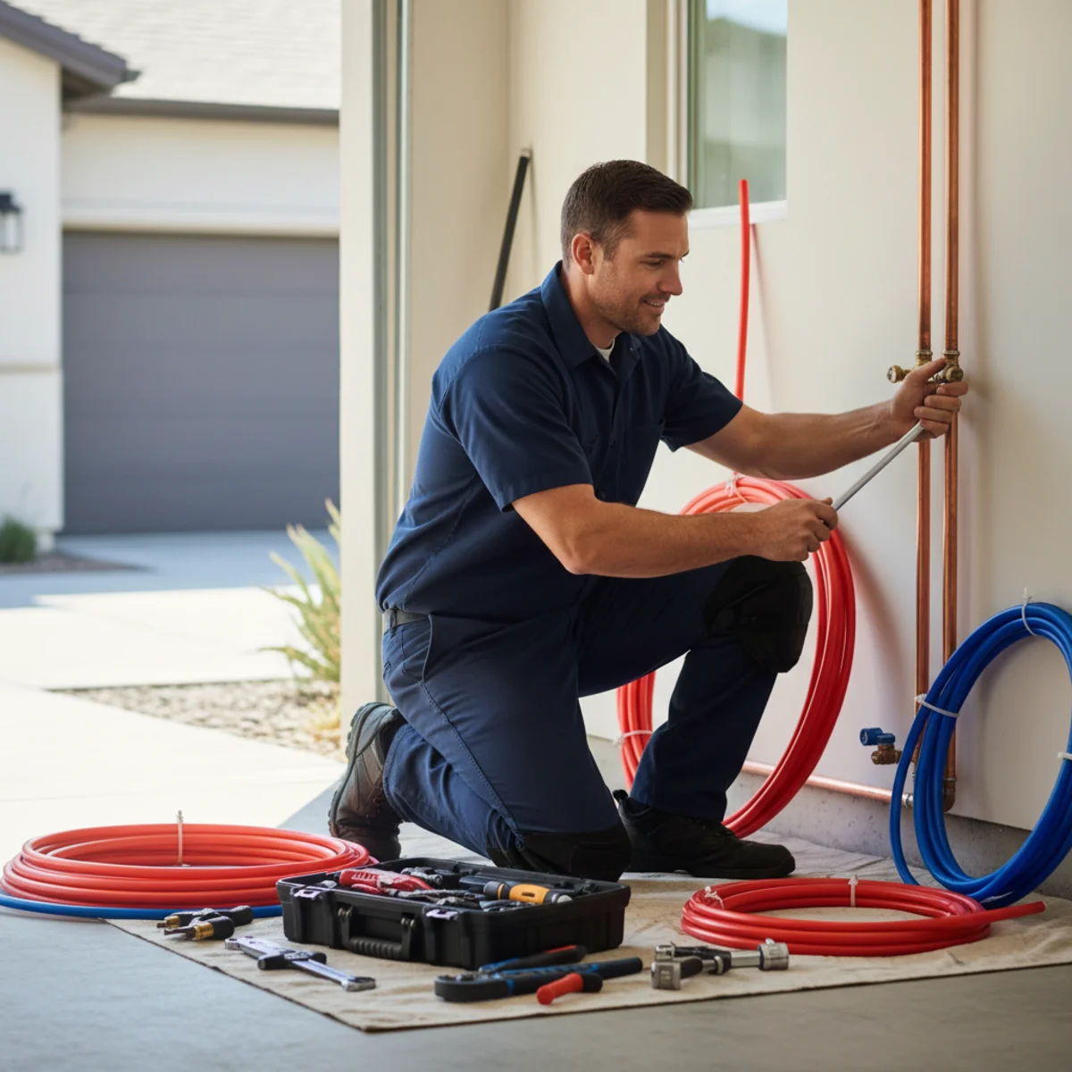 Whole-home repiping with new lines in a Moreno Valley, CA home