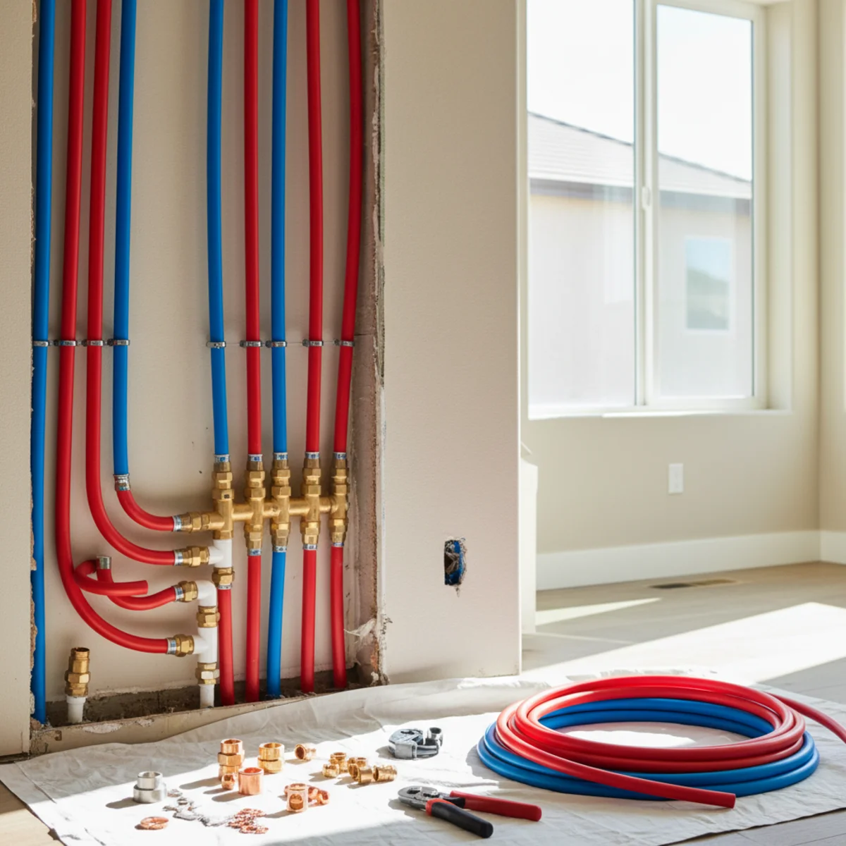 New PEX supply lines installed during whole-home repiping in Moreno Valley, CA